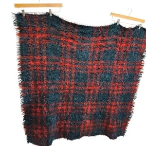 Andrew Stewart Vintage Scottish Mohair-Wool Red & Green Tartan Plaid Throw